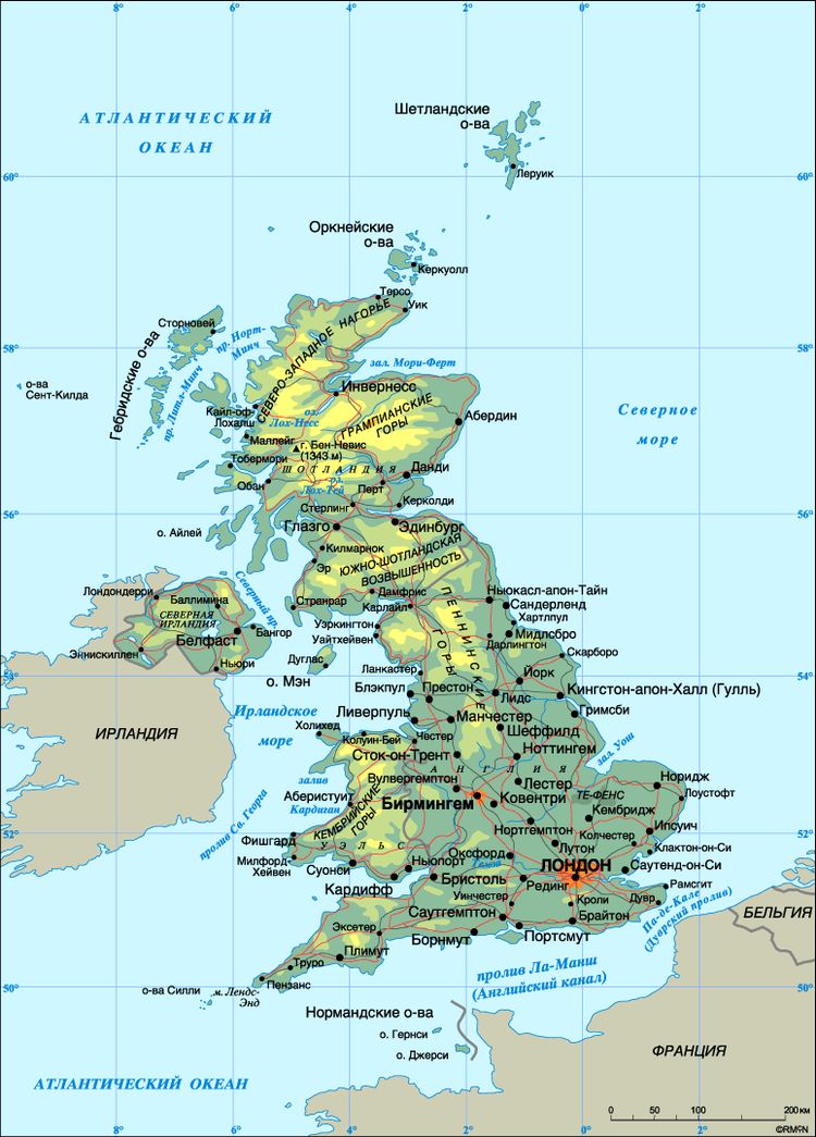 Подробная карта Великобритании