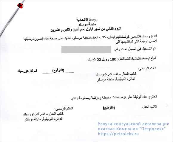 Перевод копии диплома с русского на арабский язык (2)