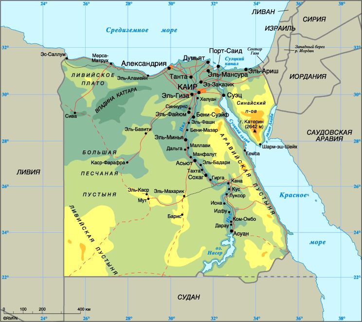 Подробная карта Египта