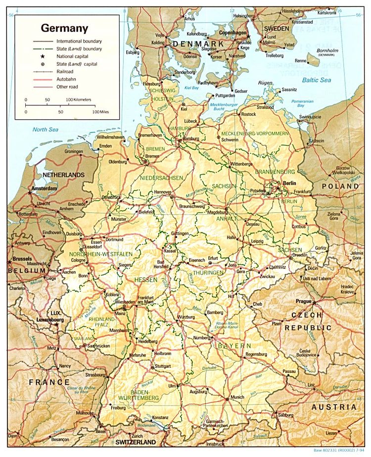 Подробная карта Германии