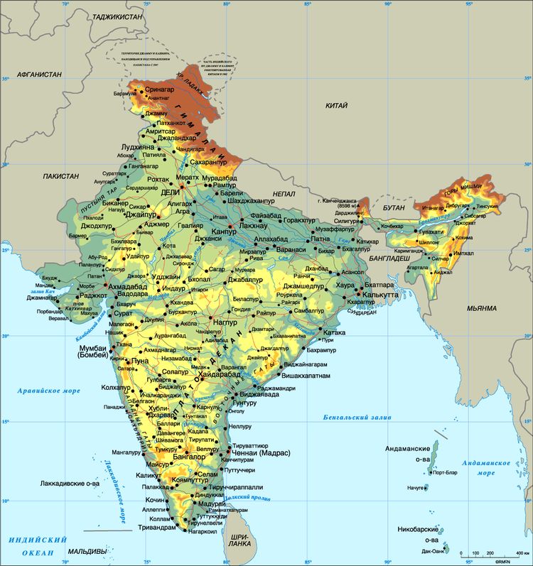 Подробная карта Индии
