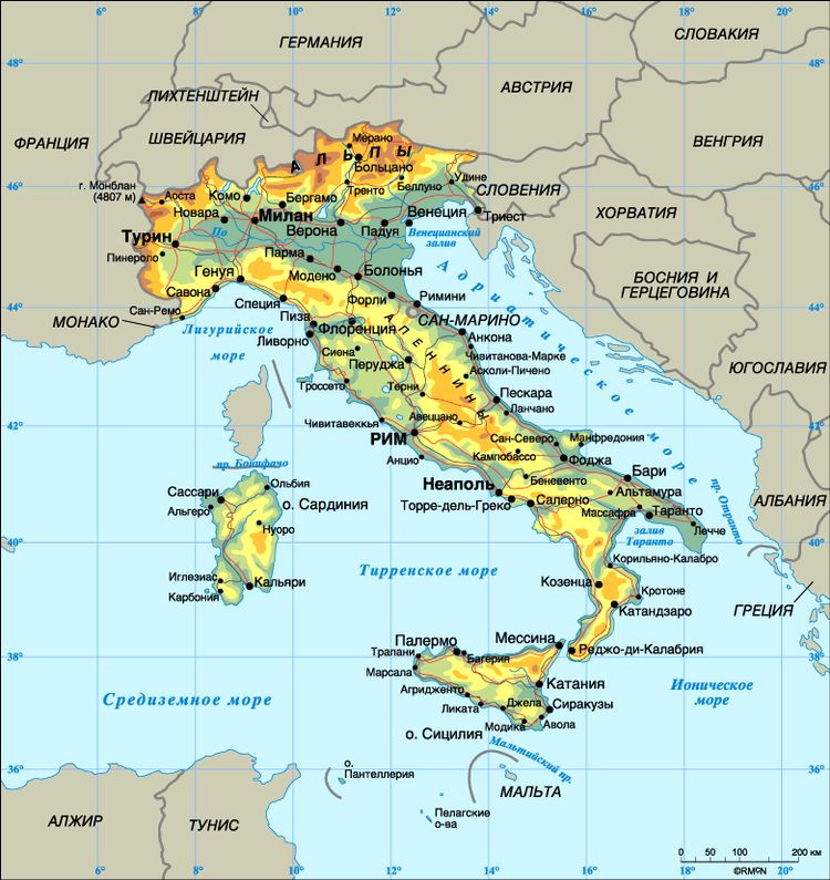 Подробная карта Италии