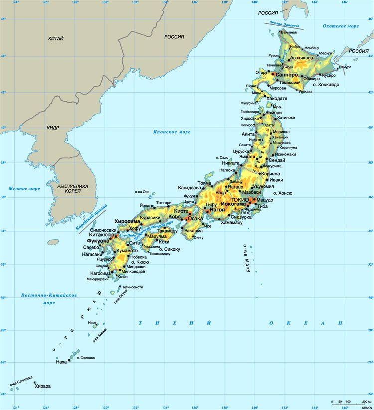Подробная карта Японии