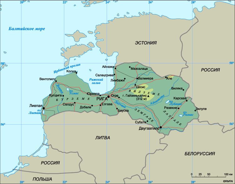 Подробная карта Латвии