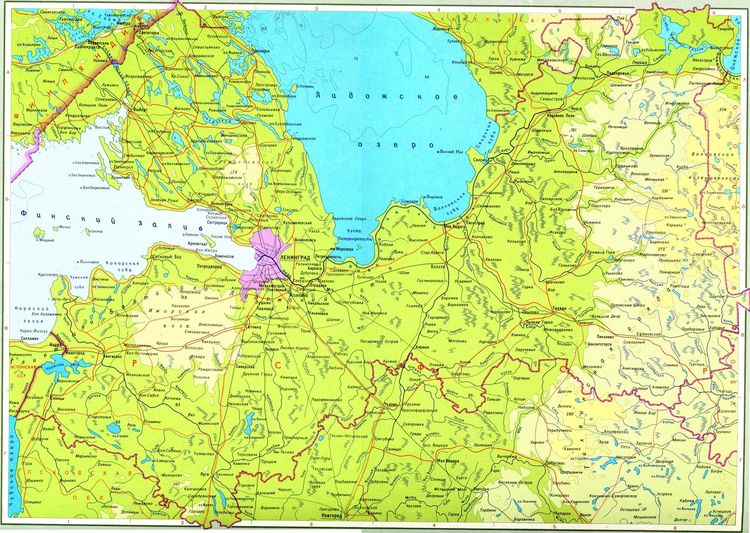 Карта ленинградской области и карелии подробная