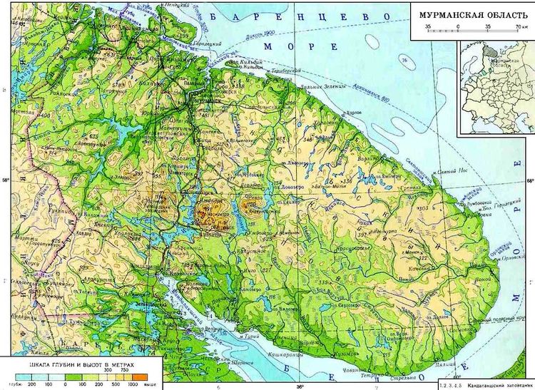 Подробная карта Мурманской области