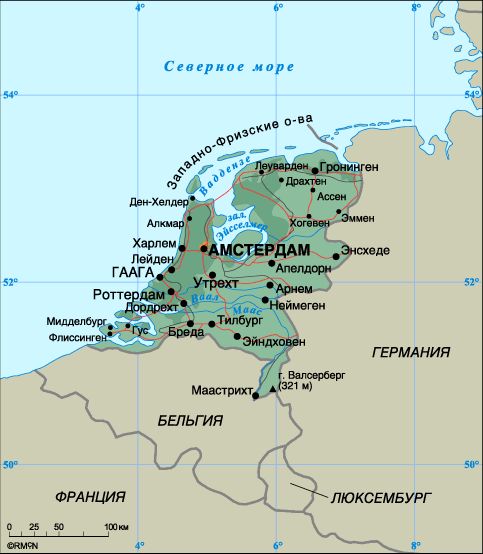Подробная карта Нидерландов