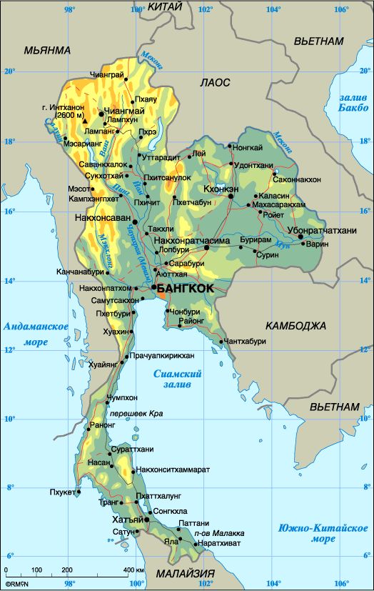 Подробная карта Таиланда