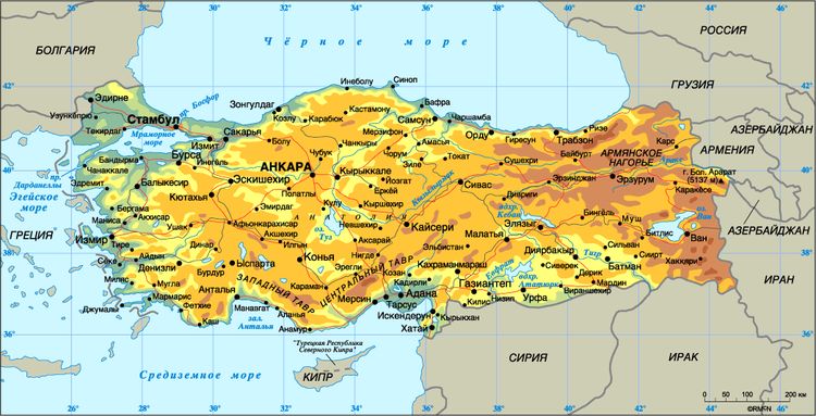 Подробная карта Турции