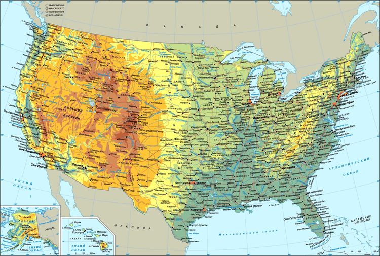 Подробная карта США